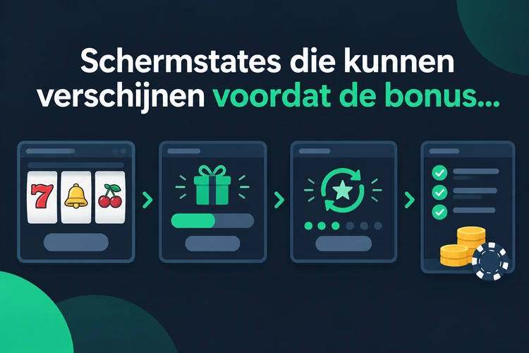 Schermstates die kunnen verschijnen voordat de bonus zichtbaar is